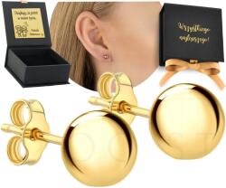 ZŁOCISTO Arany Fülbevaló Golyók Gömbök Csavarok stift 585 4Mm Gravírozás Ajándék (DLA DZIEWCZYNY NARZECZONEJ)