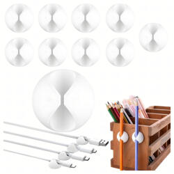 Malatec 10db Kábelrendező klipsz vezetékekhez, erős, fehér