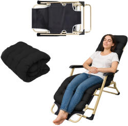 Malatec összecsukható kerti nyugágy párnával, fekete