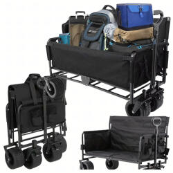 Malatec Összecsukható kerti kocsi, strandkocsi, horgászkocsi üléssel és kerekekkel XL méretben