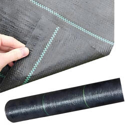  Agrotextil gyomvédő szőnyeg, fekete 90 g/m2, UV álló talajtakaró agrotextília 1, 1 × 50 m kertbe gyom ellen