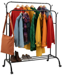 Ruhhy Kerekes Kabáttartó, Masszív, Mobil Ruharendszerező Polccal, gyors összeszerelés