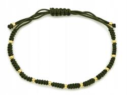 Lovrin Zsinóros karkötő arany golyók 585 zöld zsinóron ajándék 0.86g (65984689)