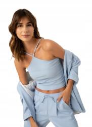 DeFacto Rövid Bordázott Kék Pasztell Keresztezett Nyakkivágású Felső Defacto M