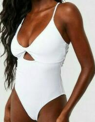 Boohoo Fehér Sima Fürdőruha Klasszikus Egyrészes Fürdőruha Boohoo 38