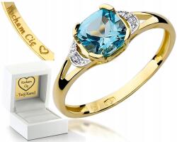 ZŁOCISTO Arany Topáz Gyűrű És Gyémánt Gravírozás Ajándék (biżuteria na urodziny imieniny rocznicę)