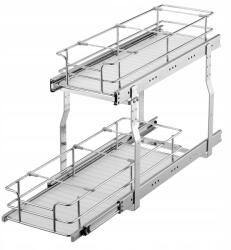 Vevor 2-Szintes Kihúzható Fém Polc Mosogató Alatti Szekrénybe, 21, 5cm x 53cm-es Fiókos Kosár (FZSLLDGGEC8)