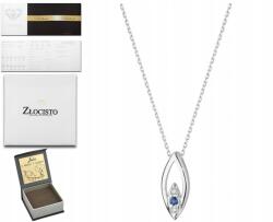 ZŁOCISTO Fehér Arany Könnycsepp Nyaklánc Zafír És Gyémántokkal (C-31)