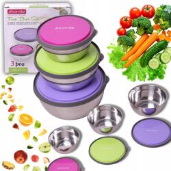 Kamille 3 Db-os Konyhai Tál Szett Rozsdamentes Acél Fedővel 12/14/16 cm Kamille (KM-2111)