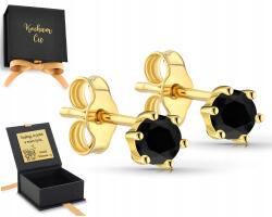 ZŁOCISTO Arany Fülbevaló Fekete Cirkóniával 925