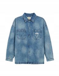 House Kék Laza Farmer Ing Hosszú Ujjú Zsebek Gallér S