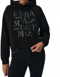 Mohito Fekete Laza Melegítőfelső Kapucnis Applikációval Feliratok Strasszok Klasszikus Xs