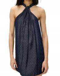 Reserved Sötétkék Ruha Mini Pamut Viszkóz Strasszokkal Reserved S