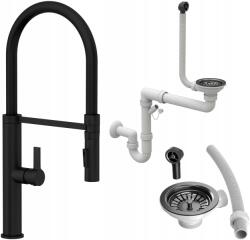 Granitan Full Fekete Konyhai Csaptelep Szifon Fekete (FULL CZARNA + Syfon pojedynczy)