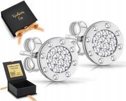 ZŁOCISTO Kerek Fülbevaló Ezüst Pin Cirkóniákkal 925 Ezüst