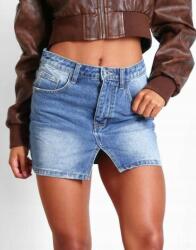 Prettylittlething Kék Mini Farmer Szoknya Kivágott Zsebekkel Prettylittlething 36