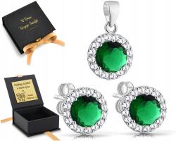 ZŁOCISTO Ezüst Ékszerszett Zöld Kövekkel 925 Gravírozás (KPLCHIN1ROD)