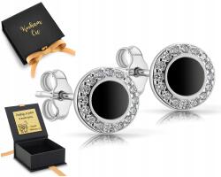 ZŁOCISTO Ezüst fülbevaló fekete stiftekkel, fekete cirkónia kövekkel 925