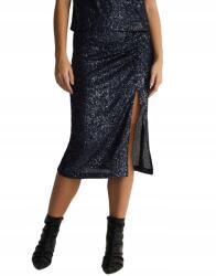 Reserved Sötétkék Csillogó Flitteres Egyenes MIDI Szoknya S-es Kivágással