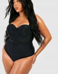Boohoo Fekete Merevített Egyrészes Fürdőruha Boohoo 46-OS