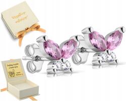 ZŁOCISTO Fülbevaló Rózsaszín Pillangó Stiftes Csavarok Kislánynak Ezüst 925