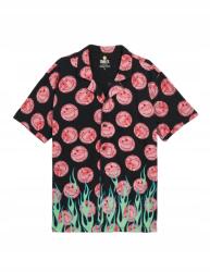 House Fekete Rövid Ujjú Ing Galléros Pamut Emoji Mosoly L