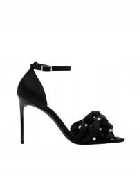 Mohito Fekete Magassarkú Szandál Dekoratív 3D Elemek Boka Körüli Csat 36 (387AJ)