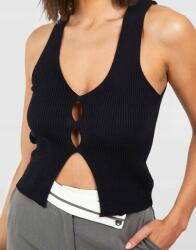 Boohoo Fekete Kötött Bordázott Vállpántos Felső Boohoo Kivágásokkal