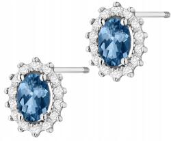 ZŁOCISTO Fehér Arany Fülbevaló Topáz London Kék Stift Arany 585 Csavaros Stift (DLA DZIEWCZYNY NARZECZONEJ)