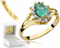 ZŁOCISTO Gazdag Gyűrű Smaragd Gyémántok 0, 585 Gravírozás (biżuteria na urodziny imieniny rocznicę)