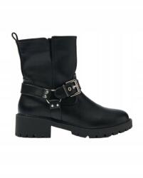 House Fekete Klasszikus Bebújós Bokacsizma Dekoratív Csatokkal House 37 (777AE)