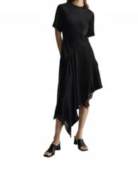 Reserved Fekete Ruha Aszimmetrikus Szatén Csipkével Rövid Ujjú S