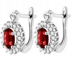 ZŁOCISTO Fehér Arany Fülbevaló Gránáttal És Gyémántokkal Arany 585 Angol Kapcsos (DLA DZIEWCZYNY NARZECZONEJ)