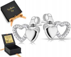 ZŁOCISTO Fülbevaló Ezüst Szív Csavarok Stift 925 Gravírozás