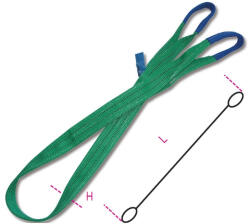 BETA 8153 4-T2 2 t zöld emelőheveder kétrétegű, lapos szalag, erősített karikákkal, nagy ellenállású polieszter (PES) (ROBUR 8153/4) (BETA-081530040)