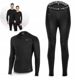 4FIZJO Thermo Fehérnemű Szett Unisex Meleg Futóruházat Edzés Téli (Zestaw termiczny spodnie i koszulka S- czarny)