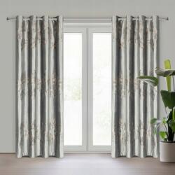 Eurofirany Függöny 140x250 Idalia ezüst-pezsgőszínű, levél mintás, karikás rögzítésre kész (463702)