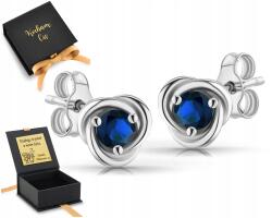 ZŁOCISTO Ezüst fülbevaló sötétkék cirkónia csavarokkal zafír virág perec 925