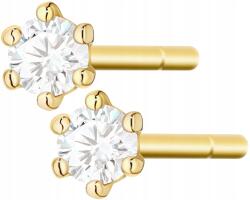 ZŁOCISTO Arany fülbevaló gyémántokkal stift csavarok gravírozás (biżuteria na urodziny imieniny rocznicę)