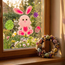  Húsvéti dekoráció - matrica - nyuszi - 19 x 19 cm 57948B (57948B)