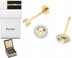 ZŁOCISTO Arany Fülbevaló Gyémánt Lab Tányérok Csavart Stift Arany 585 Ajándék (DLA DZIEWCZYNY NARZECZONEJ)