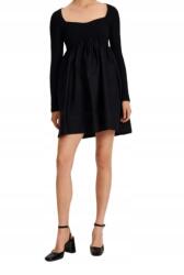 Reserved Fekete Ruha Hosszú Ujjú Bordázott Mini Felső Reserved M