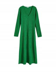 Reserved Zöld Hosszú Ujjú Ruha Texturált Midaxi Dekoratív Gombokkal 34