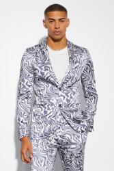 Boohooman Kék Szatén Mintás Blézer Boohooman 44-ES