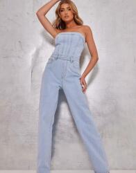 Prettylittlething Kék Farmer Overál Egyenes Hosszú Szárú Prettylittlething 40