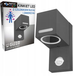 Masterled Kerti lámpatest, kültéri fali lámpa, GU10, 120°, fekete, IP44, Lida Masterled mozgásérzékelővel (LVTOPR3716)