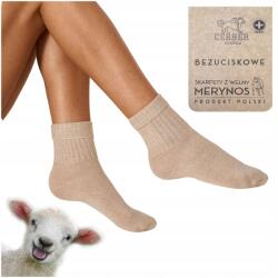 CERBER Merinó gyapjú zokni egész évben kompressziós Lengyel Gyártó Bézs 36/38 (Cerber skarpetki merynos)