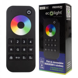 Ecolight RF érintős távirányító RGB RGBW V3 és VP vezérlőkhöz, 4 zónás, fekete fényerőszabályzóval, RT9 Ecolight (ECOAKC0538)