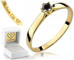 ZŁOCISTO Arany Eljegyzési Gyűrű Fekete Gyémánt Gravírozás 585 Ajándék (DLA DZIEWCZYNY NARZECZONEJ)