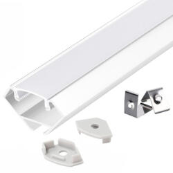 Kobi Alumínium LED Profil Szalagokhoz Sarok Tejes Borítás Szett Fehér 2m Kobi (KOBPROF00045)
